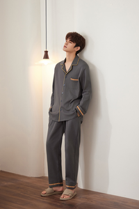 Abbigliamento da salotto in peluche per il sonno <span class=keywords><strong>invernale</strong></span> Piyama Lucu Tidur da notte in pile <span class=keywords><strong>pigiama</strong></span> da <span class=keywords><strong>uomo</strong></span> grigio spesso per uso domestico e da viaggio - Product Image 2