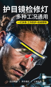Lampe frontale LED rechargeable par USB avec capteur de mouvement et lunettes de sécurité, lumière de travail multi-modes mains libres pour atelier et extérieur - Product Image 4