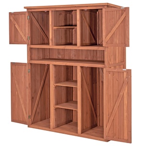 Outdoor Garden Patio Tall Display And Hideaway Storage Cabinet