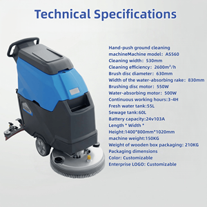 Cordless Floor Scrubber Behind the <b>Machine</b>, Hand-pushed Floor Cleaner, <b>Walk</b>-behind Floor - Product Image 3