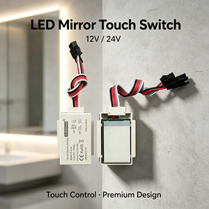 Eénknops éénkleurige 24V aanraaksensor schakelaar IP54 waterdicht CE gecertificeerd voor LED-lichtstrip op slimme spiegel - Product Image 1