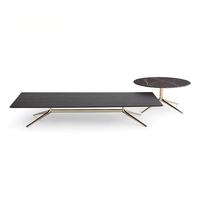 Table basse gigogne moderne en acier inoxydable et pierre frittée, grand format carré, écologique, couleur au choix pour salon