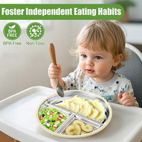 Ensemble de 3 assiettes classiques pour enfants en acier inoxydable de 9 pouces, motif animal, vaisselle pour enfants, bébé, non toxique, incassable