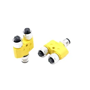 Circular Sensor M12 A Coded Y Type Adapter 4Pin Male To 2*Female Connector Waterproof IP67 For Signals