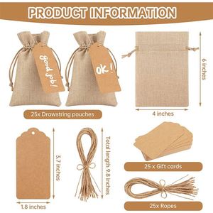 Custom Eco-friendly Natural Jute Christmas Drawstring Gift Bags with Burlap Pouches <b>String</b> Camel Color Custom Logo Wholesale - Product Image 2