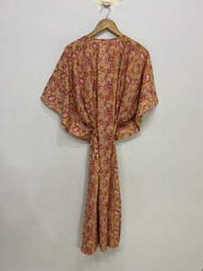 Kaftan court en soie pure, taille unique, ample et confortable pour toutes les tailles, environ 47 pouces, fournisseur d'Inde - Product Image 2