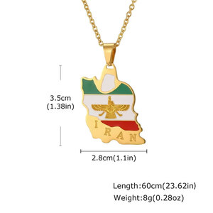 Collares de Plata y Oro PVD Antideslustre de Moda, Joyería Fina de Acero Inoxidable 316L, Collar con Mapa de Irán para Mujer - Product Image 5
