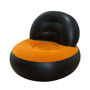 Sillón Inflable Negro y Naranja con Asiento Acolchado, para Uso en Interiores y Exteriores, 116x98x83cm, Material de PVC, Cómodo Sillón Reclinable con Reposapiés - Product Image 4