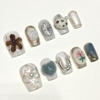 Muhaha Trend Design Brand Square Short Push-On Nails dengan Lem untuk Jari 10 Pcs