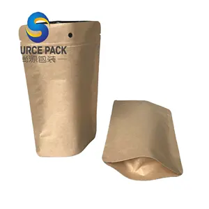 papier brun alimentaire wrapper Suppliers-Simple logo impression papier kraft ziplock sacs pour la vente en gros d'aliments