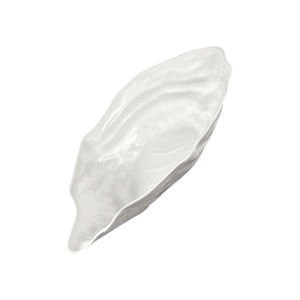 Assiette en céramique blanche en forme de coquille d'huître, fabriquée à la main, pour la restauration, plats de fruits de mer, salades, sashimis - Product Image 1