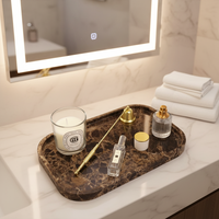 Plateau de vanité de salle de bain en marbre naturel, plateau de table de cuisine à domicile, plateaux de service décoratifs en pierre pour le maquillage de bijoux de parfum de café