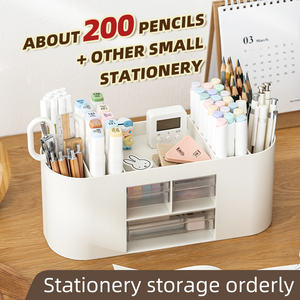 Rangement de bureau fournitures de bureau simples multifonctionnelles boîte de rangement porte-stylo en plastique de grande capacité - Product Image 3