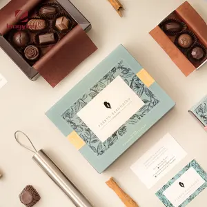 定制豪华手工巧克力纸板箱带海螺壳花卉植物形状巧克力礼品盒包装