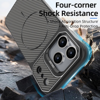 Funda Magnética Inalámbrica para Teléfono con Carga Inalámbrica, Diseño de Fibra de Carbono, Cubierta Trasera de PC con Soporte para iPhone 15 16 17 18 Pro Max