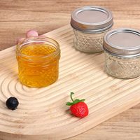 Penyimpanan makanan 4oz stoples kaca Mason diskon besar stoples kaca 120ml kustom dengan tutup