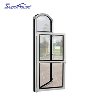 Ventana Abatible y Giratoria de Aluminio con Arco, Marco Negro y Blanco con Rotura de Puente Térmico para Villa