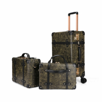 Valise à roulettes vintage en PVC rétro personnalisée, bagage de cabine pour les voyages d'affaires