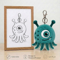 Porte-clés pieuvre monstre d'Halloween personnalisé, jouet en peluche de fête, animal en peluche en polyester et coton PP, cadeau mignon et moelleux anti-stress