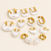 Boucles d'oreilles en forme de cœur en nacre JUSNOVA, plaquées or 18K PVD, imperméables, hypoallergéniques, résistantes à la décoloration, vente en gros, bijoux personnalisés pour femmes