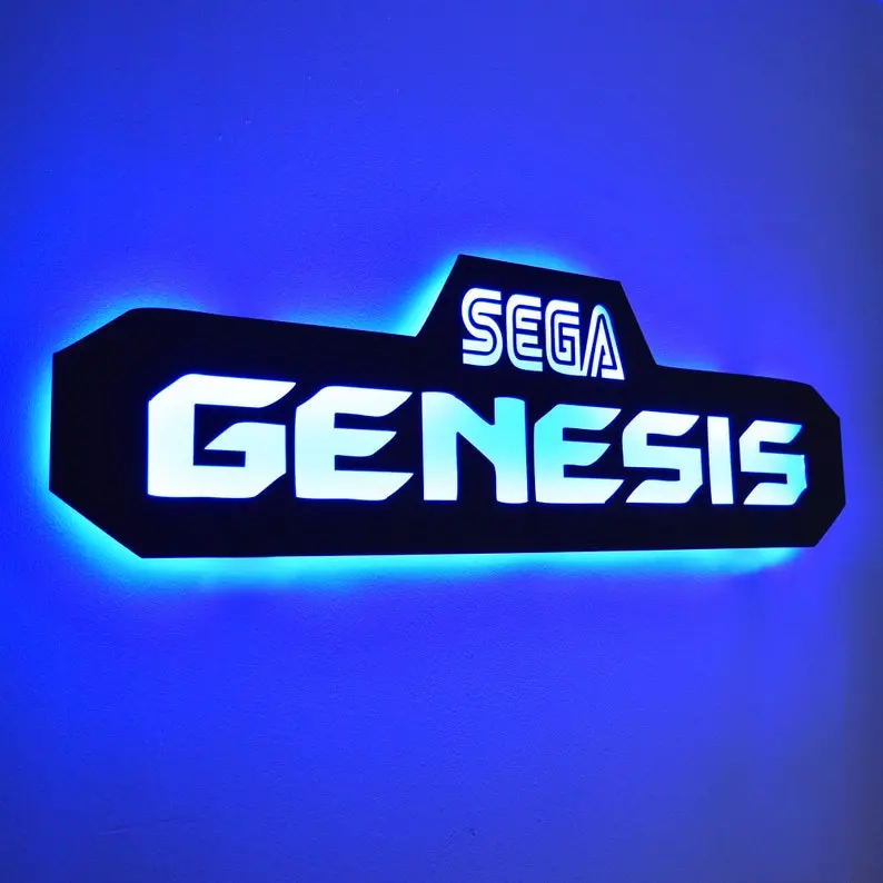 Sega Genesis-decoración 3d de pared con luz LED, cartel de Arte de Sega, videojuego, decoración para habitación, regalo, cambio de Color remoto