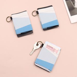 Spot Portable Elastic Holder Custom Pattern <b>Stretch</b> Bank Card Sleeve With Key <b>Ring</b> - Product Image 4