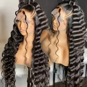 Raw Hair Glueless Pre Pluck Wig 13x4 Lace Front Human Hair Wigs Hd Lace Frontal Loose Deep Wave Curly Wigs 1 Piece Long