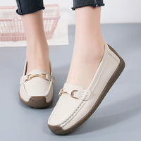 Sepatu Moccasin Kulit Asli Nyaman Tanpa Tali untuk Mengemudi, Santai, dan Kerja Sehari-hari, Loafer Horsebit Wanita