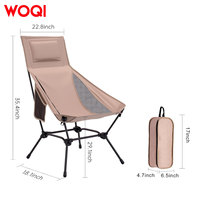Chaise pliante de camping portable WOQI avec appui-tête - Mobilier d'extérieur pour la randonnée, la pêche et le camping