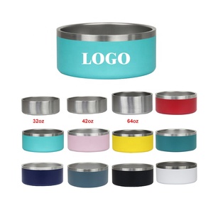 Kişiselleştirilmiş köpek maması kaseleri paslanmaz çelik kaymaz 18oz/32oz köpek maması kaseleri yalıtımlı köpek maması ve su yemekleri ile kauçuk alt - Product Image 1