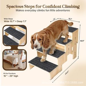 Solid wood pet stairs, non-slip ramp, dog climbing steps, pet dog climbing <b>ladder</b>, ramp, auxiliary <b>ladder</b> - Product Image 4