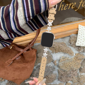 Upro <b>Women</b> Retro Genuine Leather <b>Watch</b> Band With Pearl Metal-spliced <b>Watch</b> Bands Strap for Apple I <b>Watch</b> 46mm - Product Image 2