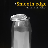 Transparante PET-fles 500ml met aluminium easy-open deksel, blaasgegoten voor mango, pomelo, sago, kokosmelk, bubble tea, afhaal.