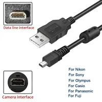 Cable de Datos USB para Cámara Digital UC-E6 Mini de 8 Pines para Nikon CoolPix Fuji Panasonic Olympus Sony 1M 1.5M