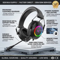 Casque de jeu supra-auriculaire à réduction de bruit OEM ODM avec structure métallique, coussinets en cuir et codec pour mobile et PC