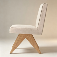 Chaise d'appoint de salle à manger en 2 pièces, pieds en bois robustes et durables, dossier rembourré en tissu, chaises de salle à manger pour appartements de petite taille