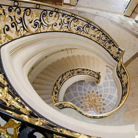Rampe d'escalier intérieure en fer forgé doré pour hôtel, design traditionnel, résistant à la rouille, garantie 5 ans