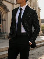 Nouvelle veste de costume formelle slim respirante pour homme 2026 avec paillettes et strass pour mariage et soirée