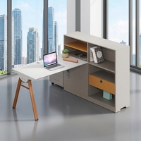Poste de travail de bureau individuel moderne en bois avec cloison de séparation, ensemble de mobilier de direction de luxe avec table blanche