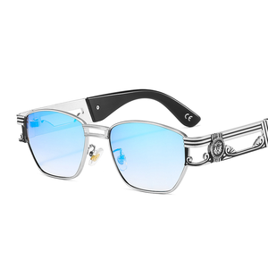 ที่มีคุณภาพสูงย้อนยุคสแควร์2022ใหม่ Unisex หัวสิงโตแว่นกันแดดผู้ชายแบรนด์หรูเรย์วงแว่นกันแดดโลหะแว่นกันแดดวินเทจ - Product Image 5