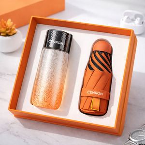 Ensemble cadeau promotionnel haut de gamme avec bouteille en acier inoxydable et parapluie dans un coffret cadeau avec logo personnalisé - Product Image 3