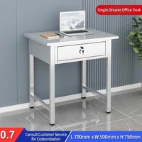 Bureau d'ordinateur en acier inoxydable robuste, poste de travail de laboratoire avec finition polie et plusieurs tiroirs