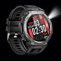 Montre connectée d'extérieur 1,43 pouces AMOLED avec lampe torche, boussole, appels Bluetooth, suivi santé et sport, bracelet en silicone magnétique, rappel d'appels, étanche IP68
