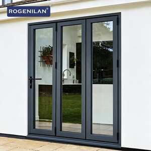 Porte pliante extérieure en aluminium Rogenilan Foshan, mur coulissant en verre pliable pour maison, portes pliantes - Product Image 2