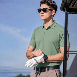Polo de golf en nylon rayé classique, qualité professionnelle, personnalisable, pour équipe, vêtement de sport élégant et performant - Product Image 2