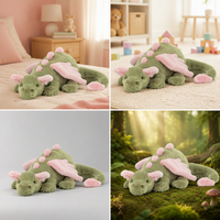 Jelly cat Nouvelle Peluche Dinosaure Mignon Dragon Matcha Dragon Sakura, Doudou Brodé avec Doublure en Maille Ultra Douce