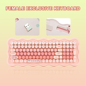 Dễ Thương Đa-Màu Máy Đánh Chữ Phong Cách Vòng Keycap Bàn Phím Màu Hồng 98-Key 2.4G Không Dây Bàn Phím Máy Tính Và Chuột Thiết Lập Cho Cô Gái - Product Image 2
