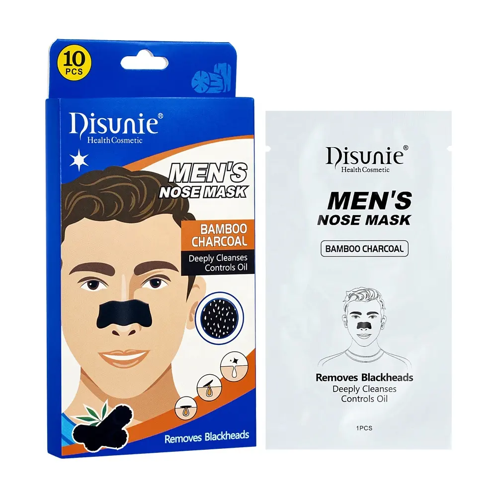 Disunie 10pcs bamboo charcoal nose pore cleansing men nose patch strips for blackhead remover