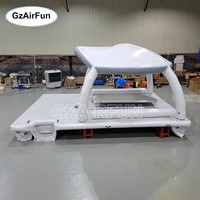 Bar flottant et ponton gonflables de luxe personnalisés en PVC avec tente, plateforme aquatique pour 5 à 10 passagers, loisirs et divertissements
