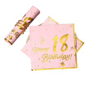 Happy Birthday Gold Foil Napkins 330x330mm Disposable Party Tissues Birthday Occasion - Product Image 5